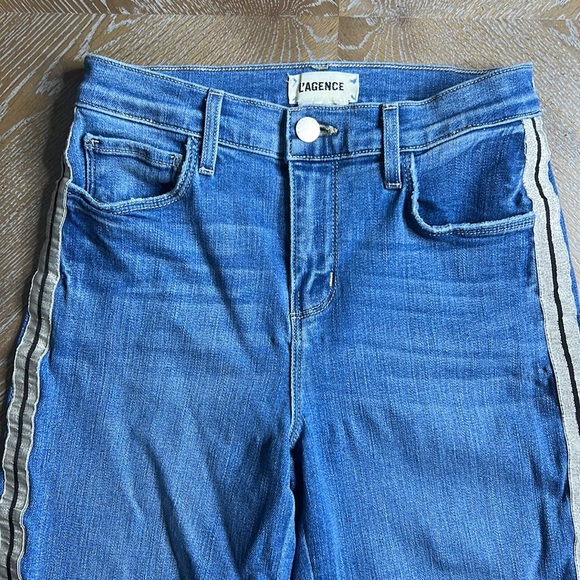 L’AGENCE Sada Side Stripe Crop Slim Jeans 24 - Picture 8 of 12